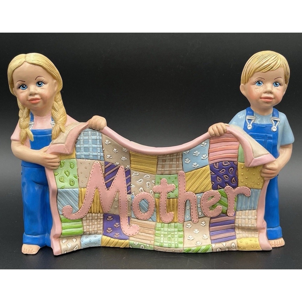 Vtg Homemade Ceramic Mother's Quilt By Margie Hatcher Of Wilton, Alabama